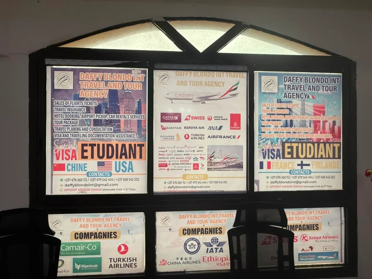 Affiches des destinations visa étudiant : Chine, États-Unis, France et Finlande